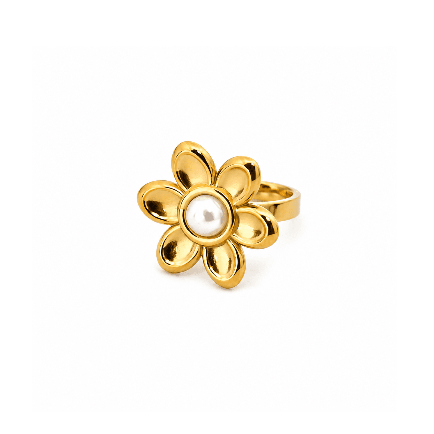 Golden Bloom With Pearl Ring