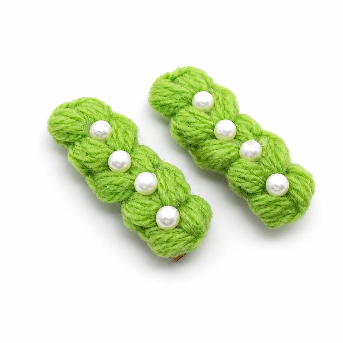 Green Braided Yarn Hair Clip