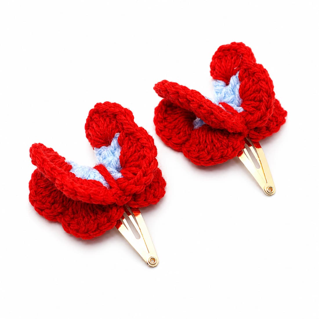 Crochet Red Butterfly Hair Clip