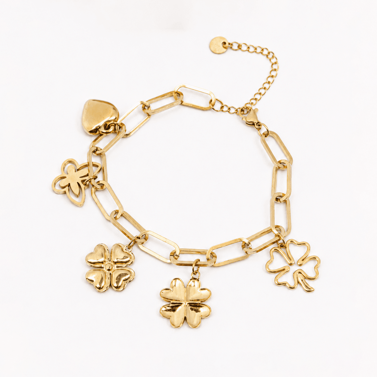 Paper Clip Butterfly Heart Clover Bracelet
