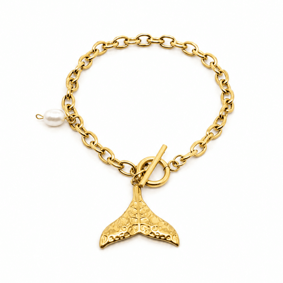Gold Plated Whale Tail Charm Bracelet