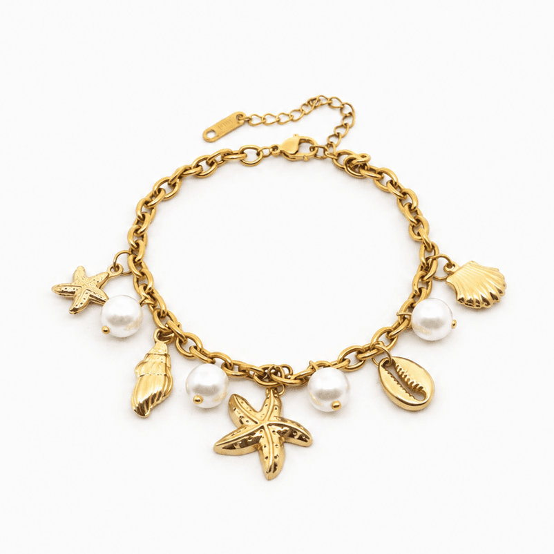 Starfish Pearl Charm Bracelet