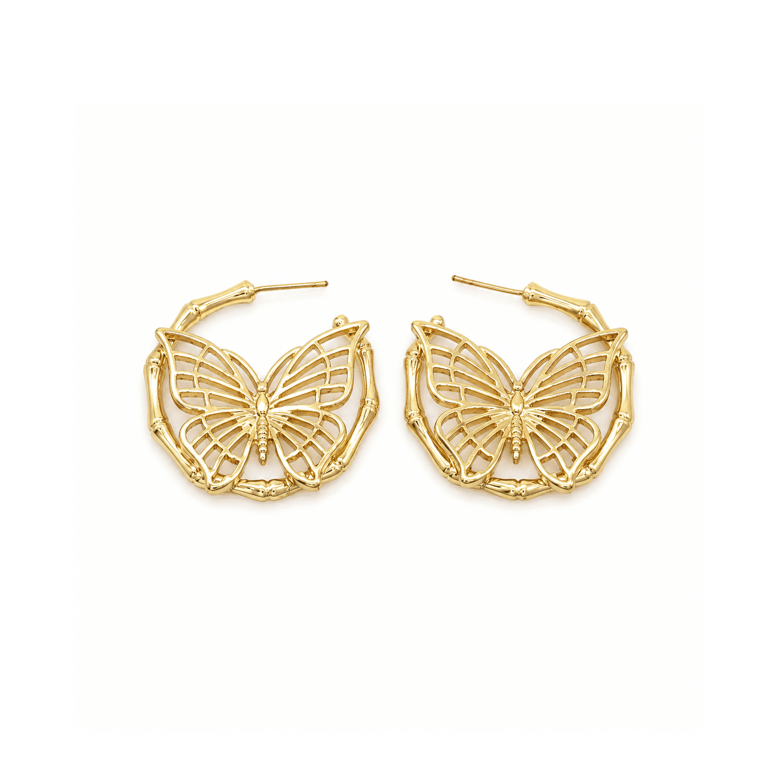 Hollow Round Butterfly Earrings