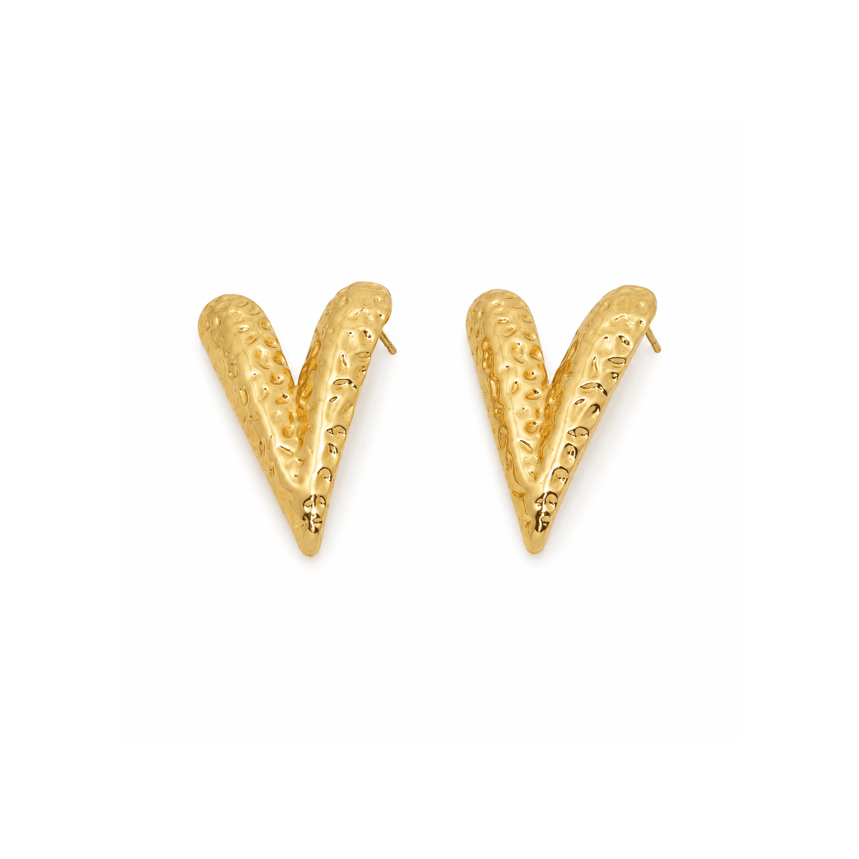 Latest Hammered Heart Stud Earring