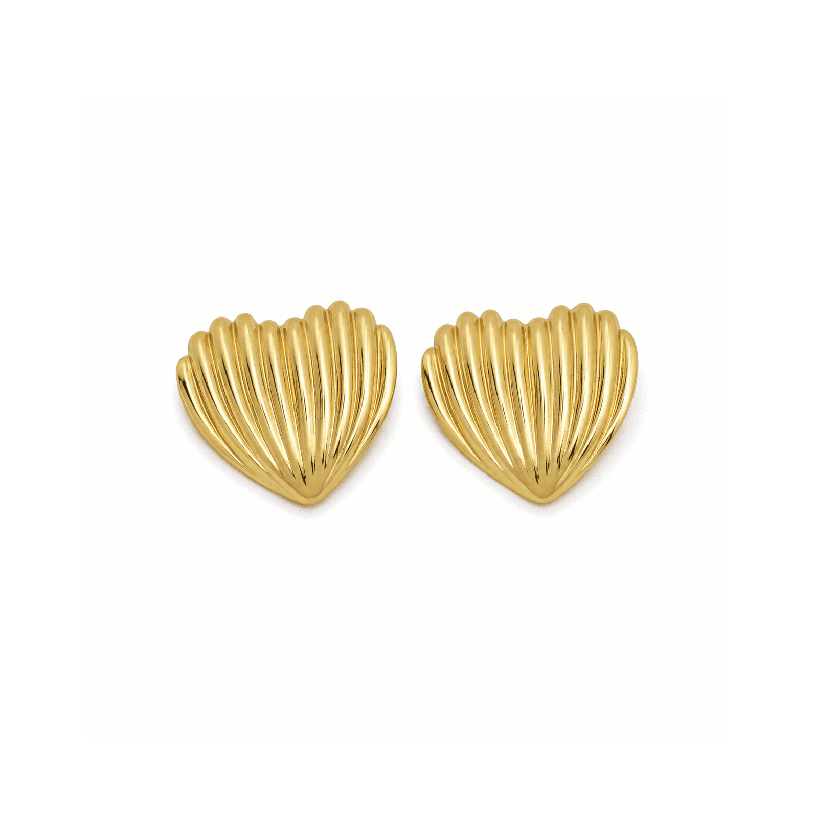 Gold Plated Heart Seashell Stud Earrings