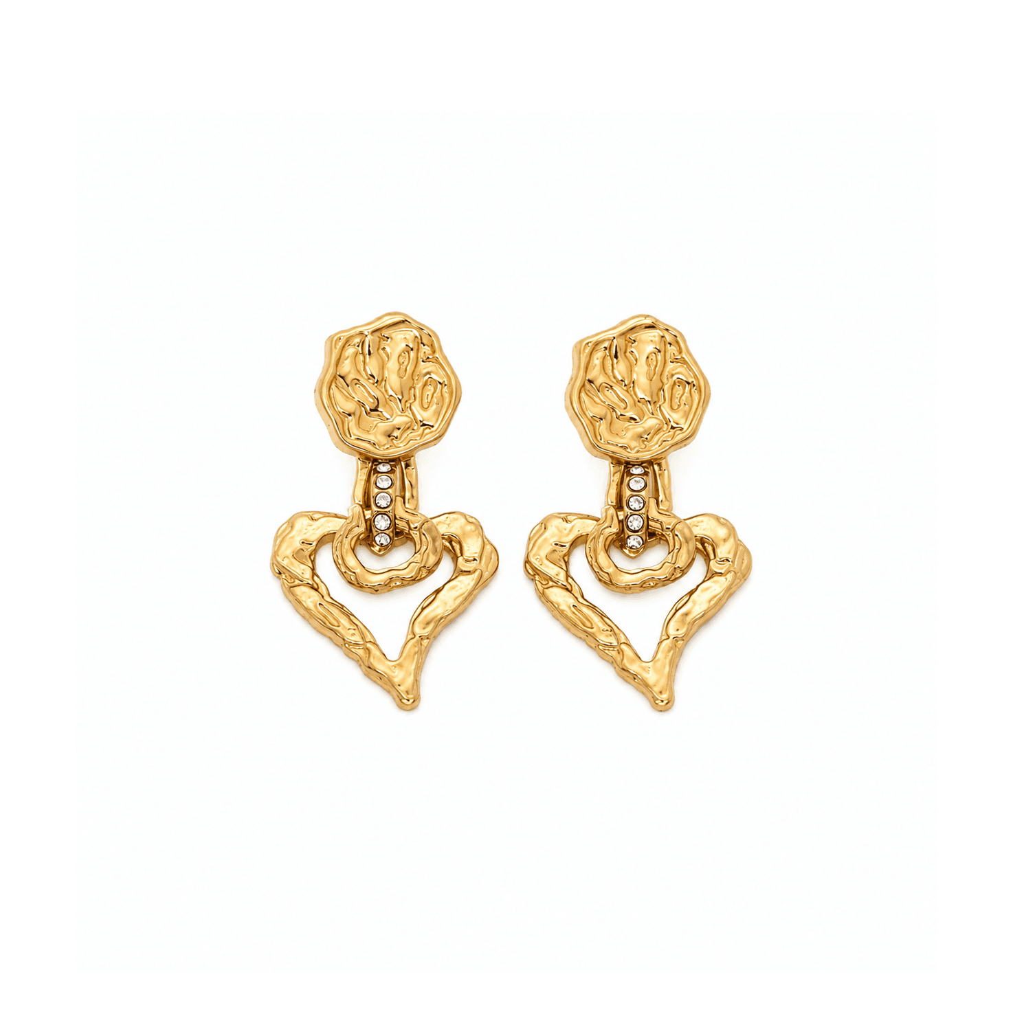 Gold Plated Molten Hearts Earrings