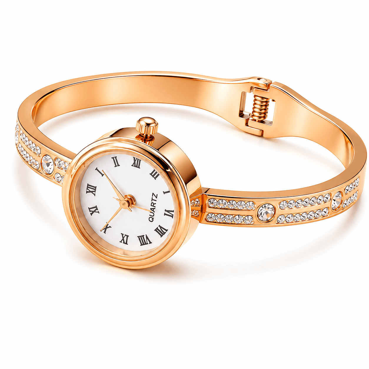 Aurora Rose Gold Crystal Bangle Watch