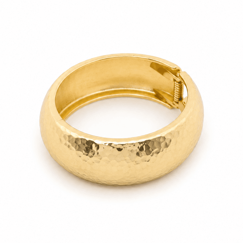 Gold Chunky Hammered Bangle Bracelet