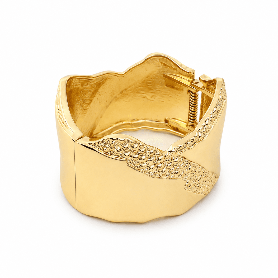 Gold Plated Dune Cuff Bangle Bracelet