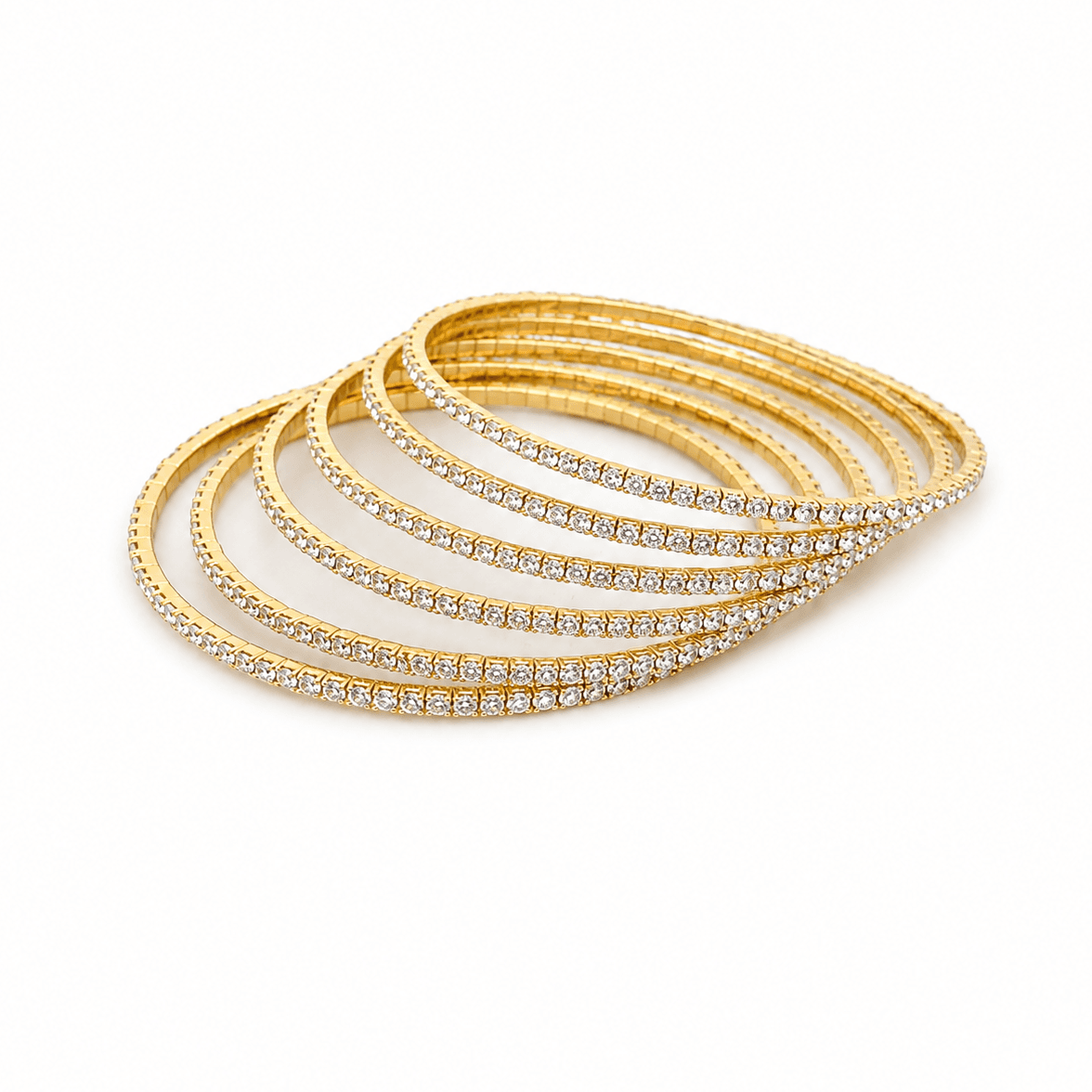 Gold Plated Bangles With White Stones