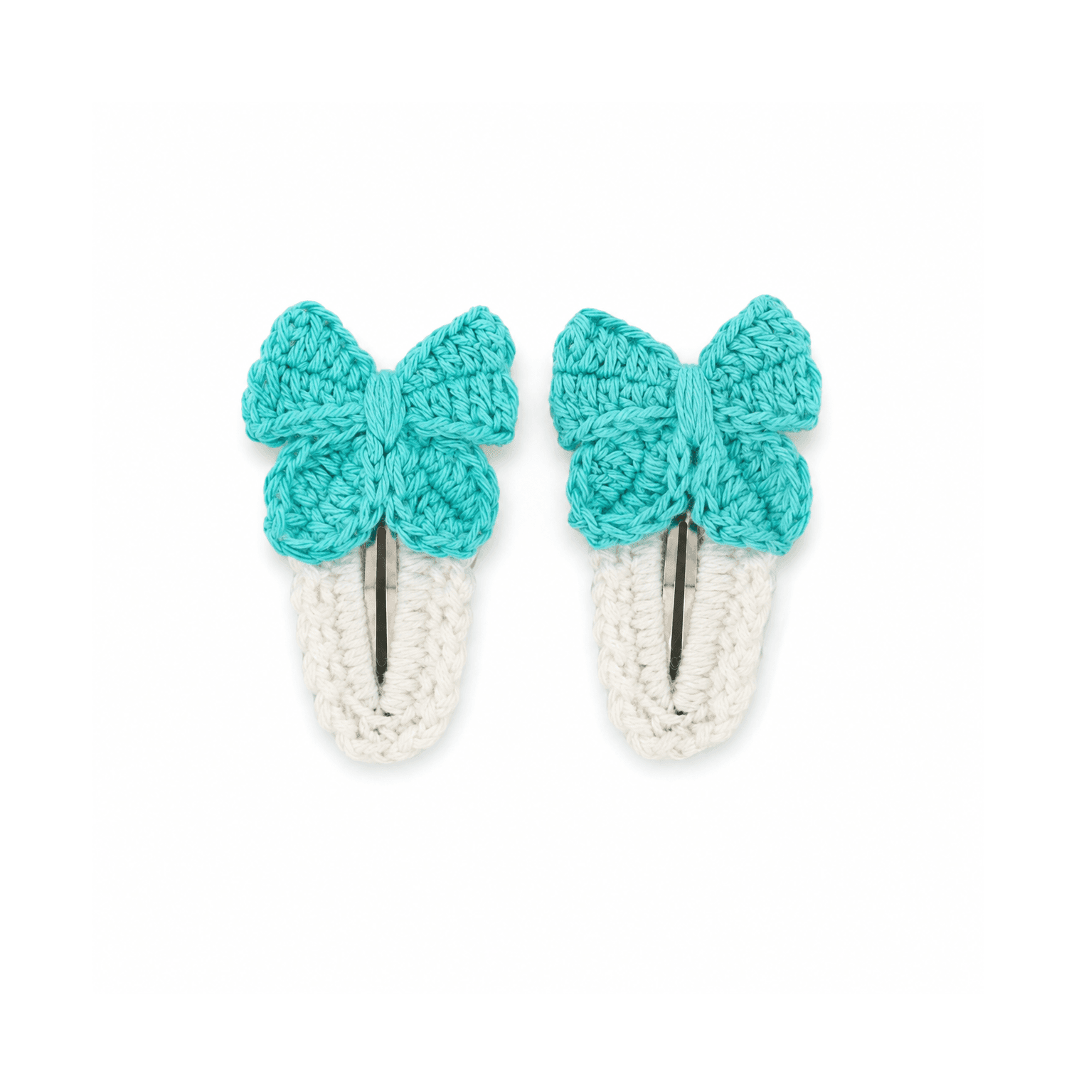 Sky Blue Bow Crochet Hair Clips