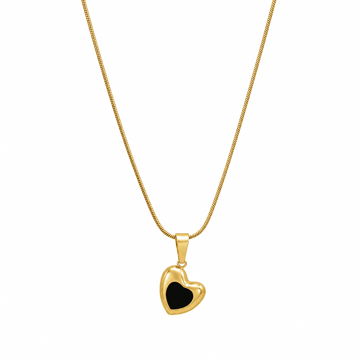 Gold Plated Black Heart Pendant Necklace
