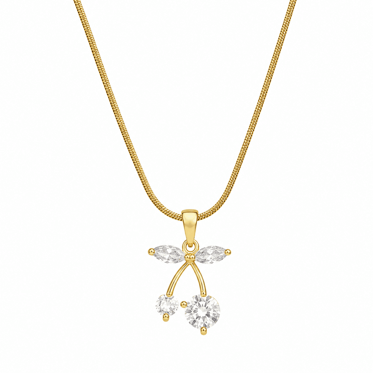 Gold Cherry Crystal Pendant Necklace