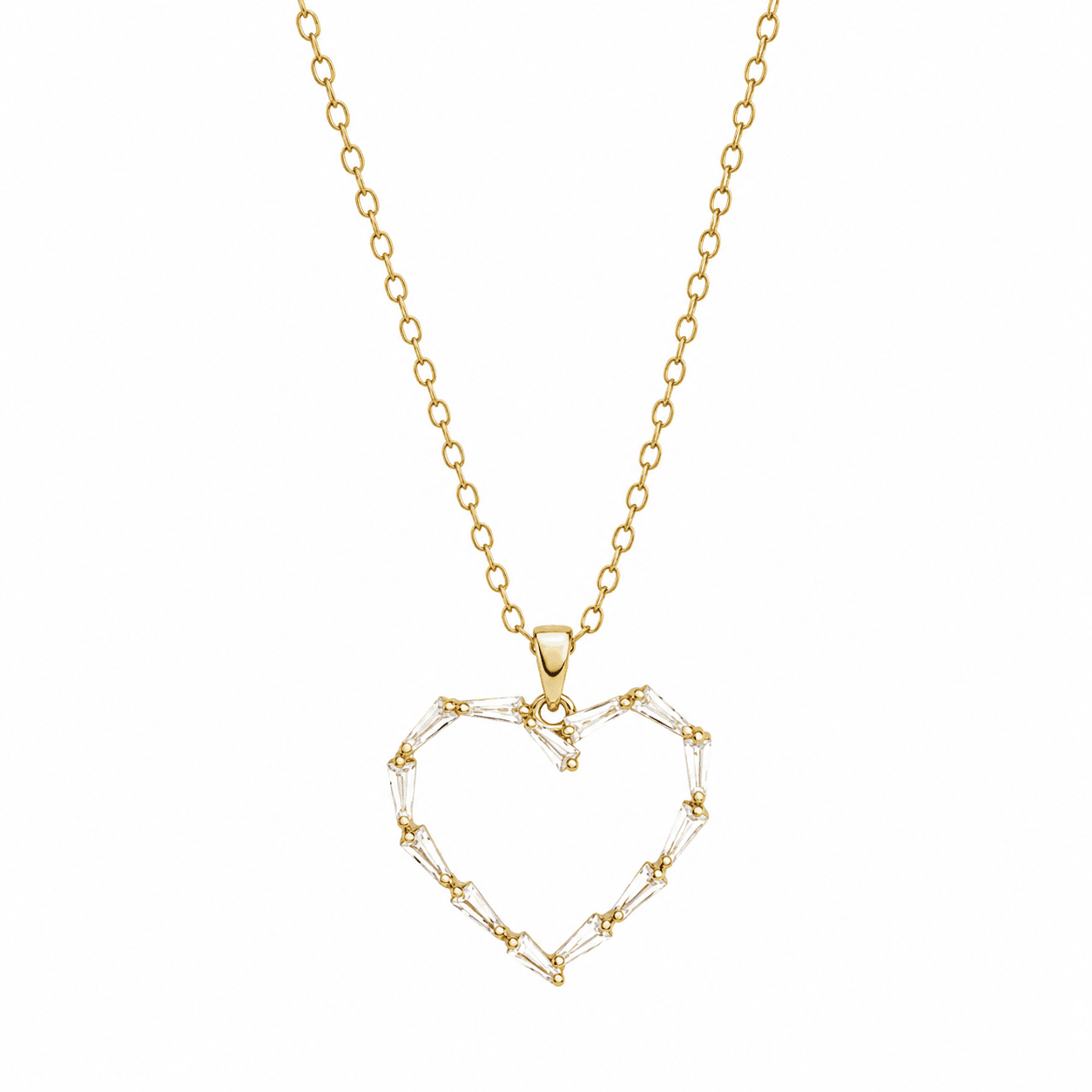 Eternal Heart Baguette Pendant Necklace
