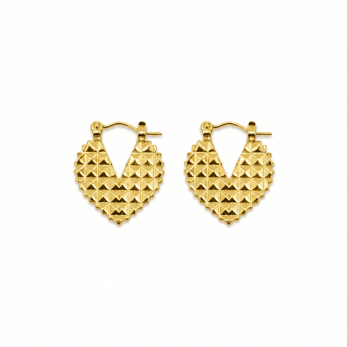 Textured Gold Heart Hoop Earrings