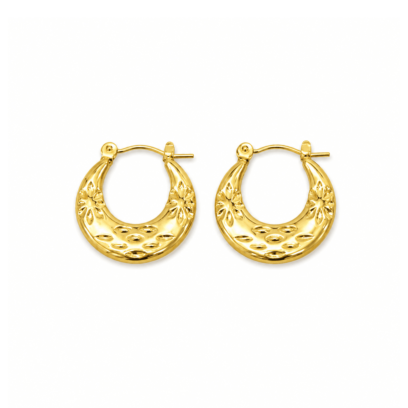 Golden Floral Hoop Earrings