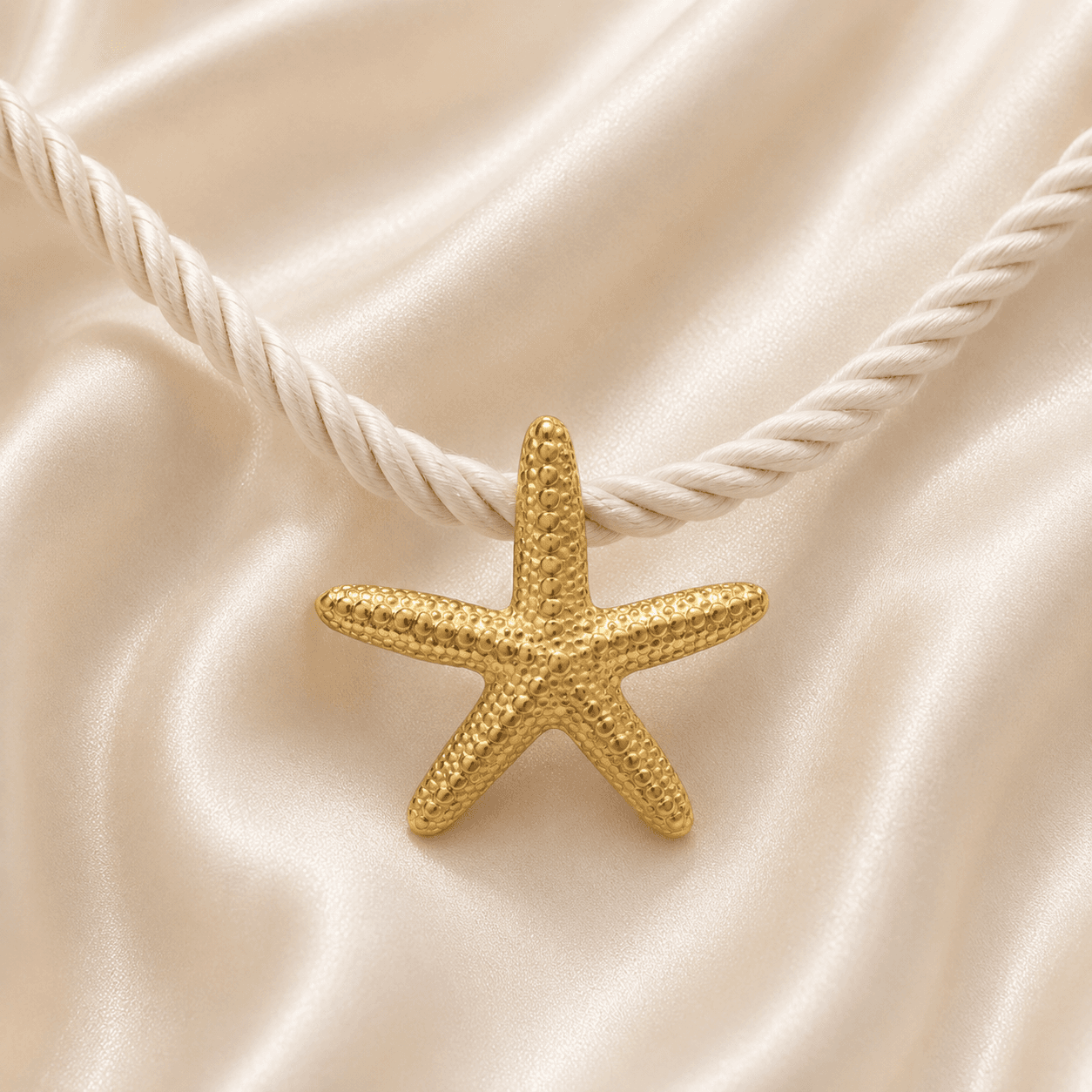 Starfish Pendant Twist Cord Necklace
