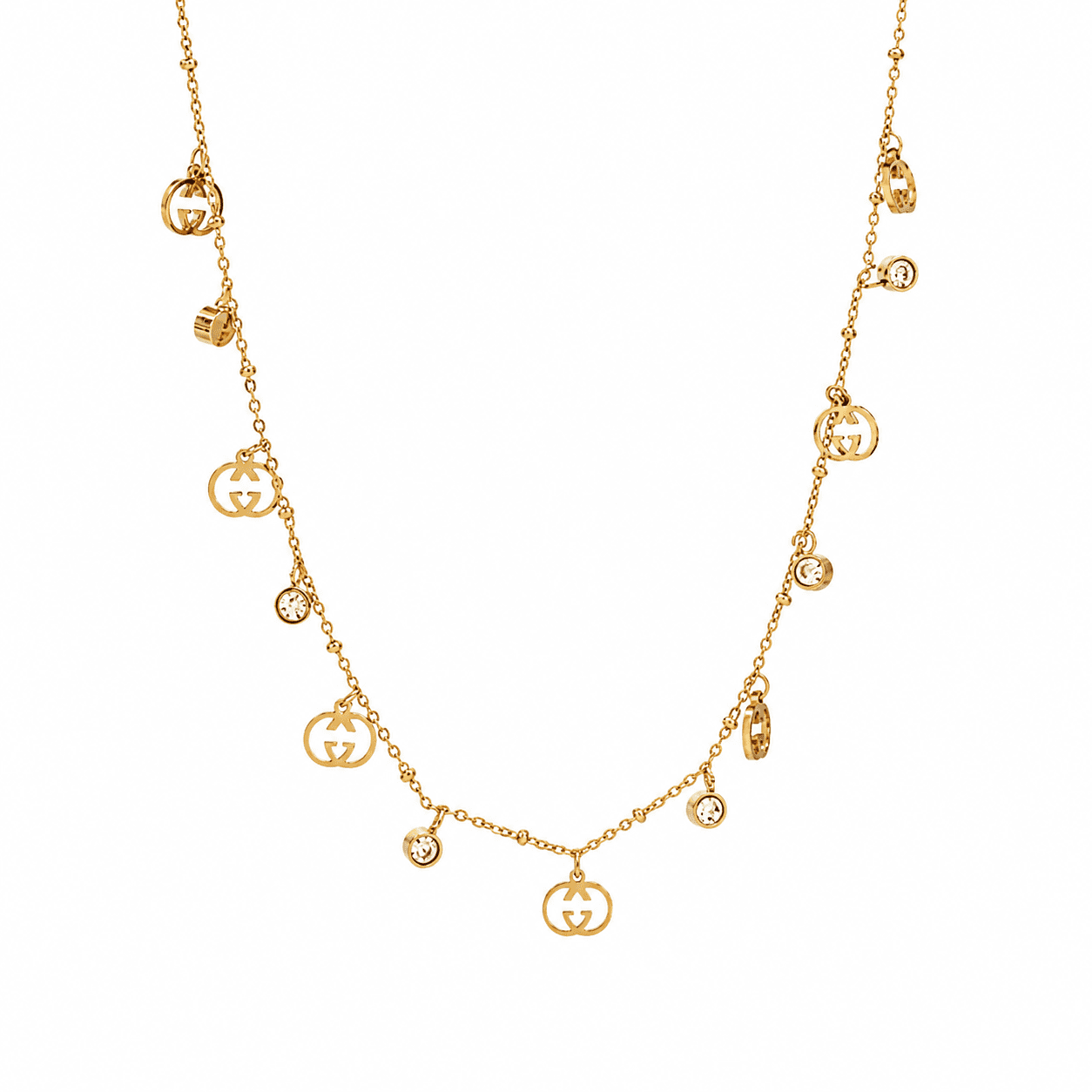 Gold Plated Charm Station Necklace